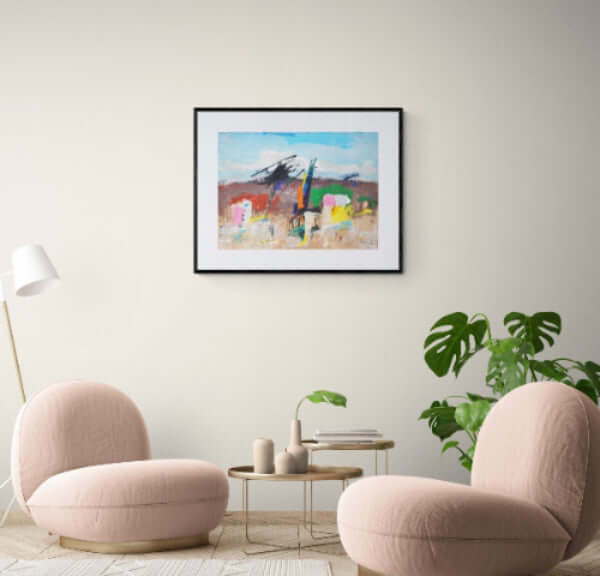 Case nel colore -Vista del quadro in contesto abitativo per idee di decorazione