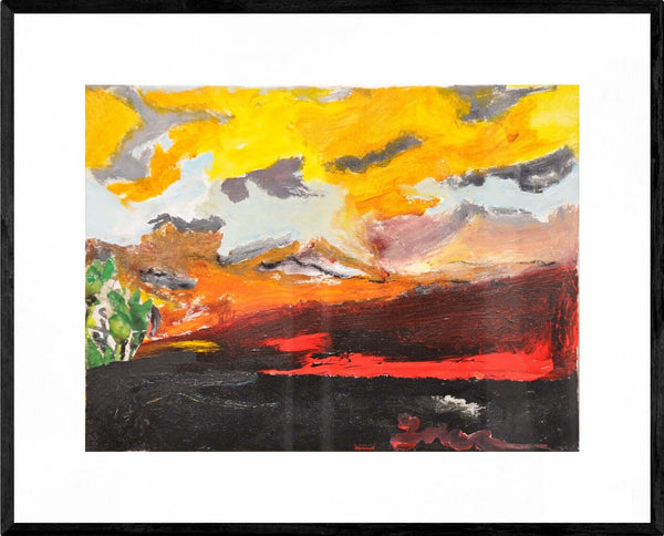 Cielo al tramonto - Opera d'arte acrilico e collage su cartone telato di Tonino Gottarelli, 30x40 cm