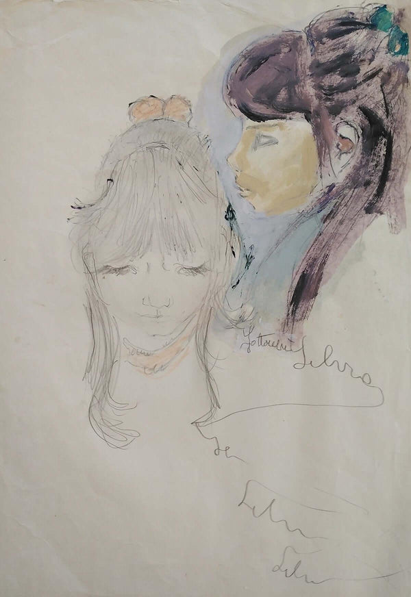 Di faccia e di profilo - Original Italian Drawing - Fondazione Gottarelli Italian Art