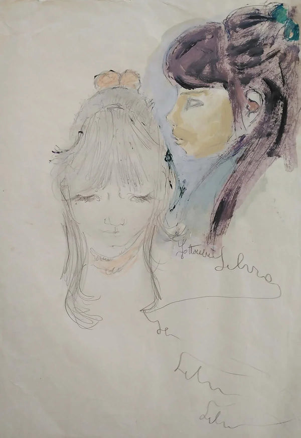 Di faccia e di profilo - Original Italian Drawing - Fondazione Gottarelli Italian Art