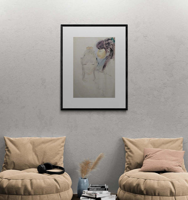 Di faccia e di profilo - Original Italian Drawing - Fondazione Gottarelli Italian Art