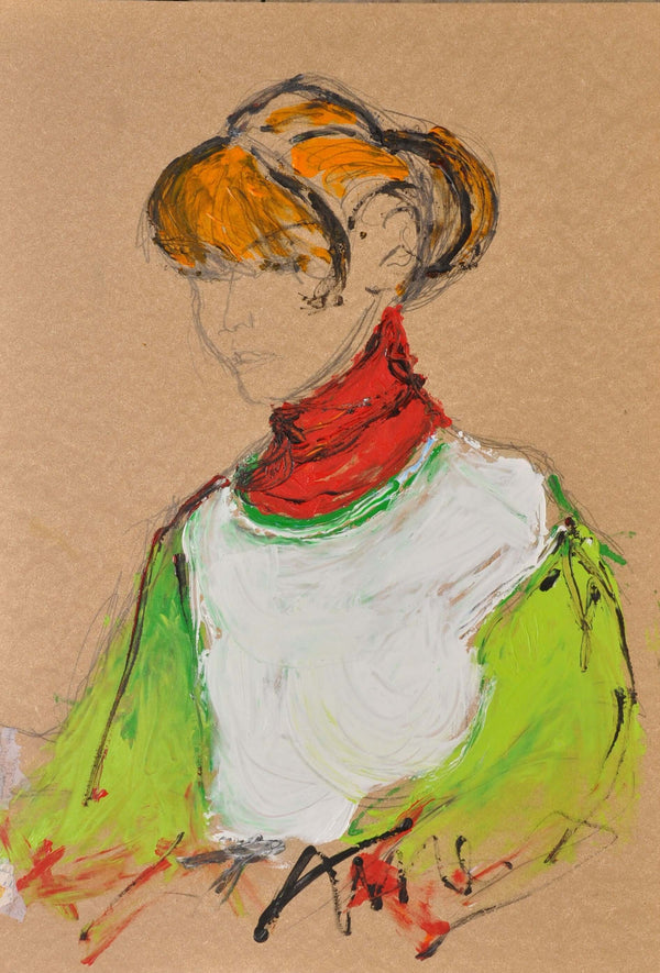 Donna che legge - Vista dell'opera d'arte senza cornice, certificazione inclusa.