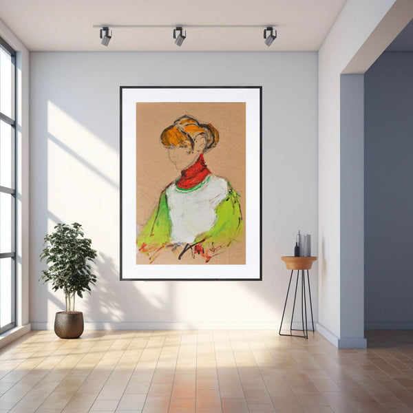 Donna che legge - Illustrazione di una donna che legge con un maglione rosso