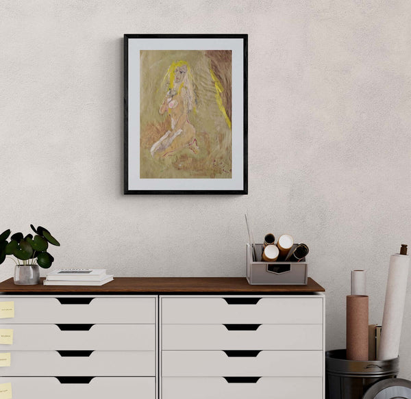 Donna e poesia - Opera d'arte originale ambientata in casa per ispirare l'arredamento.