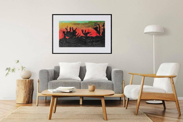 Fiamme al tramonto - Original Italian Landscape - Fondazione Gottarelli Italian Art