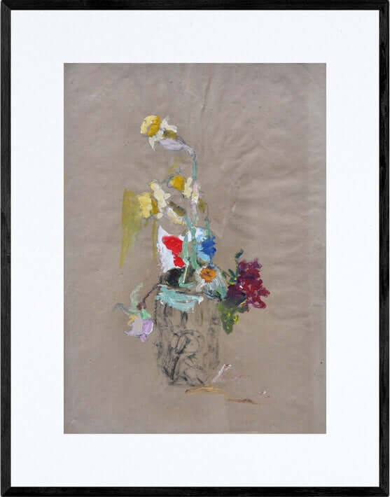 Fiori nel colore - Opera d'arte originale acrilico su carta gialla di Tonino Gottarelli, 55x37 cm (21,6x14,5 in)