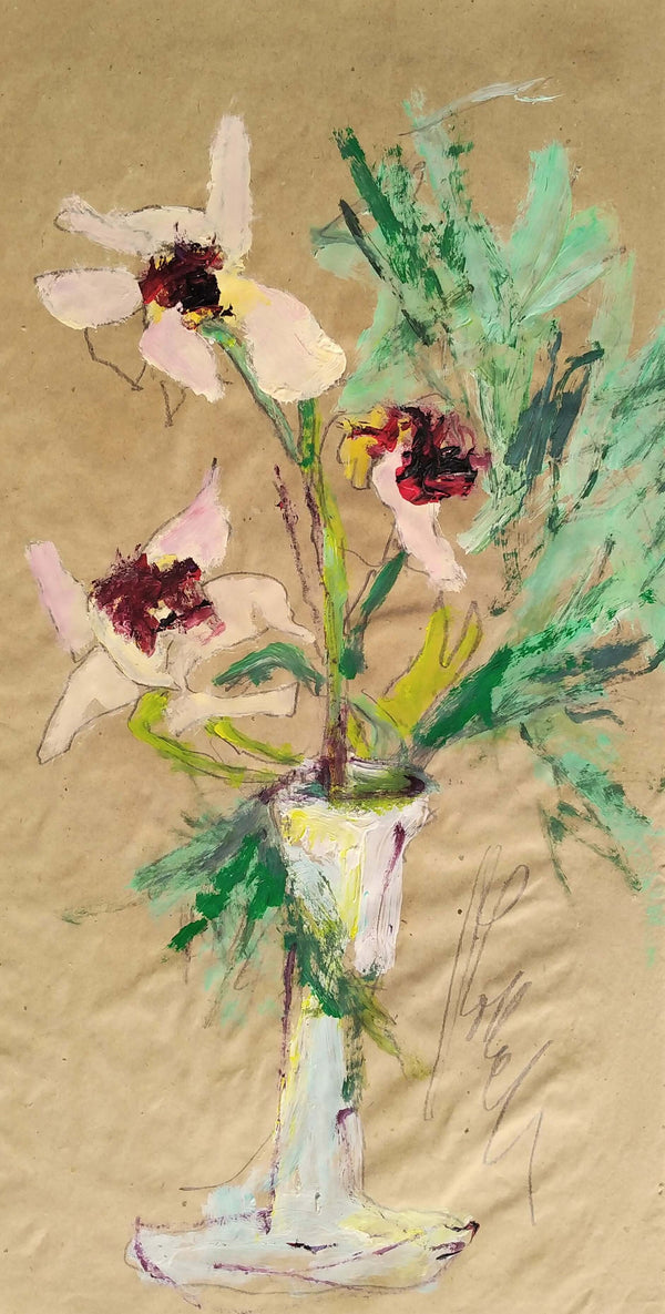 Dipinto ‘Fiori testimonianze del silenzio’ senza cornice, certificazione inclusa.