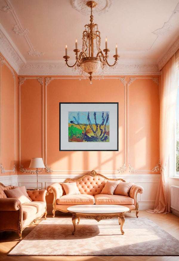 Fra gli alberi - Dipinto su tela ad acrilico appeso in soggiorno