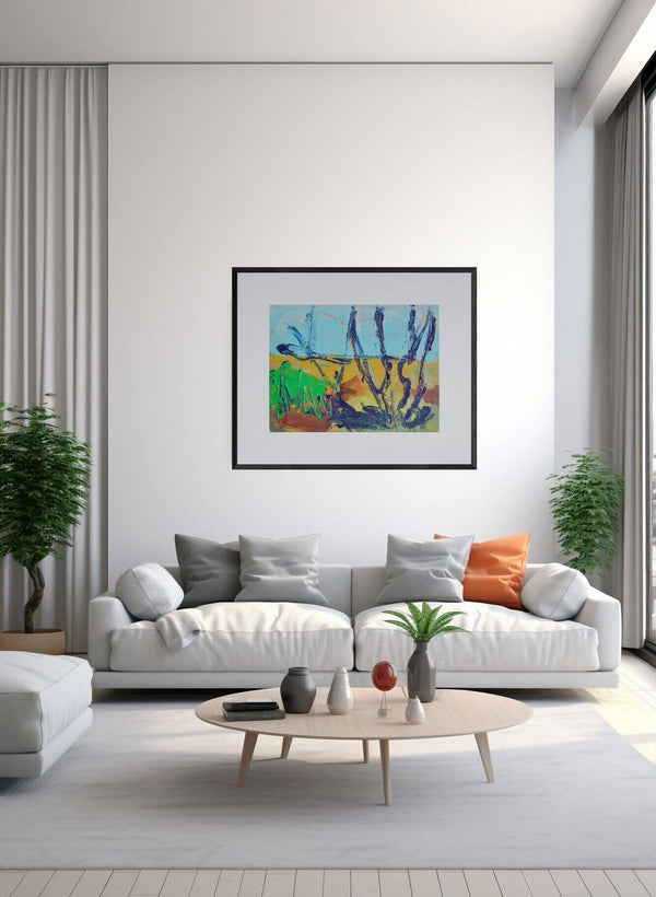 Quadro d'arte 'Fra gli alberi' esposto nel salotto