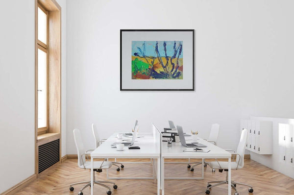 Fra gli alberi - Quadro ad acrilico esposto in ufficio