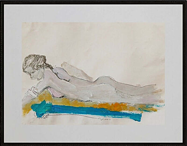 Giallo e azzurro - Opera d'arte originale acrilico, collage e matita su carta di Tonino Gottarelli, 24x33 cm (9,4x12,9 in)