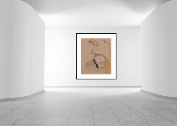 Guardando lontano - Rappresentazione artistica di una donna seduta, con un'espressione serena.