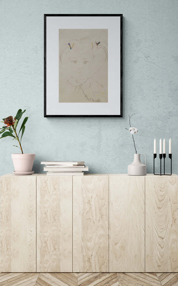 I due nastri - Illustrazione di una giovane ragazza con fiocchi tra i capelli, esprimendo gioia e vivacità.