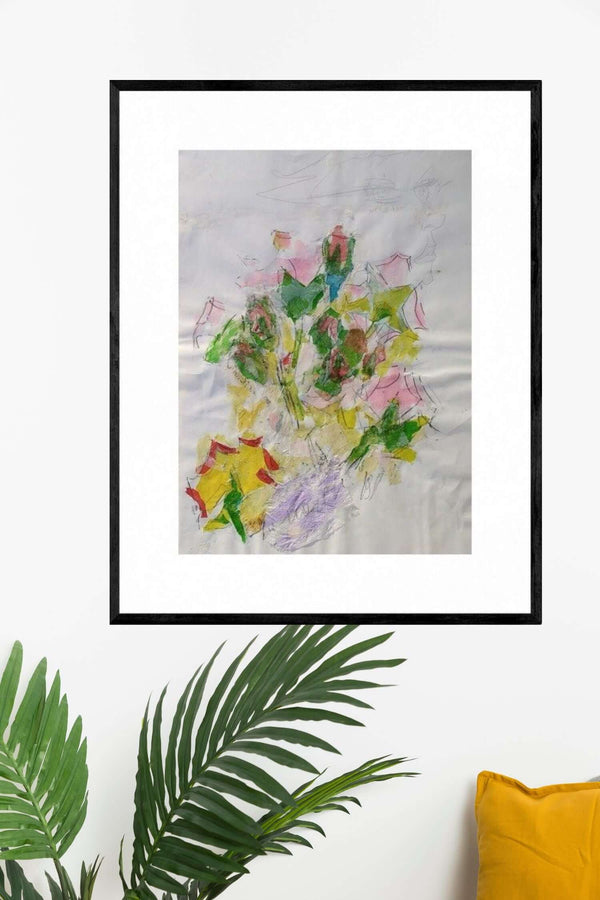 I petali delle rose - Illustrazione di un bouquet di fiori su carta, con dettagli raffinati e una composizione armoniosa.