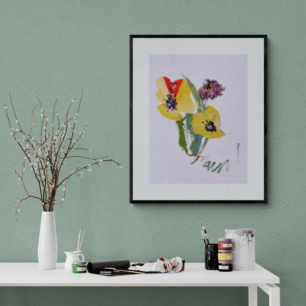 I tulipani - Esempio di come il dipinto originale si integra nell'ambiente domestico.