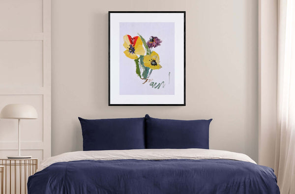 I tulipani - Dipinto di tulipani che si intrecciano su uno sfondo luminoso e vibrante.