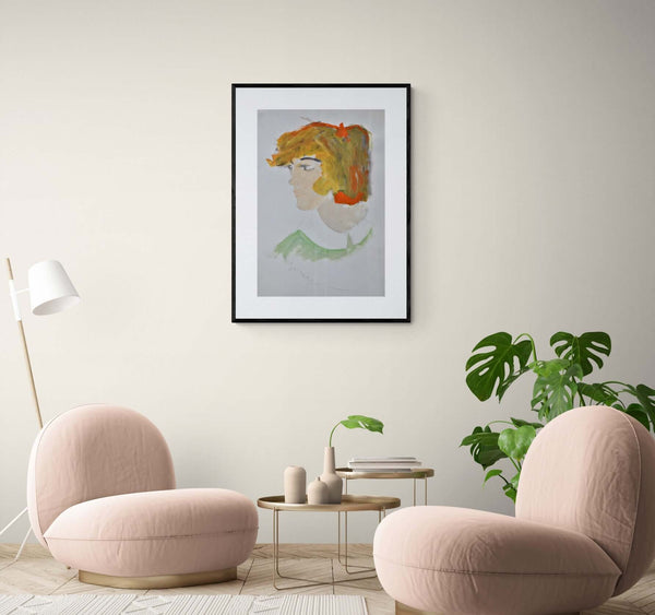 Il colletto bianco - Immagine di una donna con capelli biondi, caratterizzata da colori brillanti e dettagli raffinati.