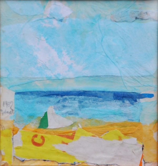 Collage 'Il mare è una linea' senza cornice, certificazione inclusa.