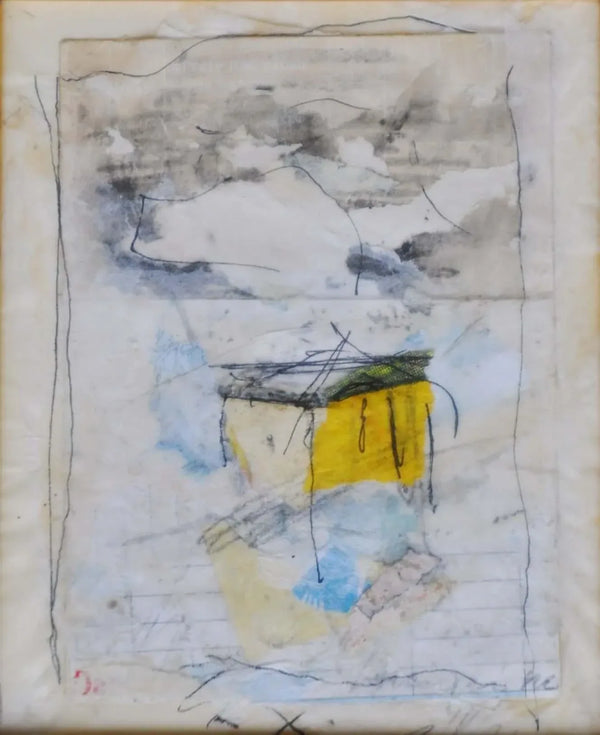 Il muro giallo sulla neve - Original Italian Collage - Fondazione Gottarelli Italian Art