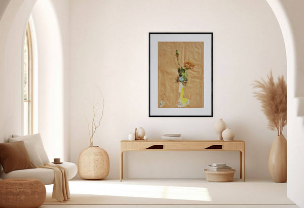 Il passato di una rosa - Esempio di come il dipinto originale si integra nell'ambiente moderno.