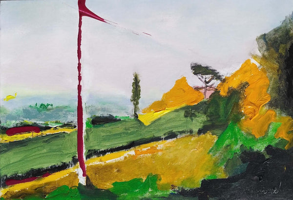 Il pendio - Vista dell'opera d'arte senza cornice, certificazione inclusa.