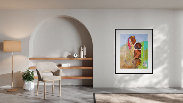 Il segnale nel paesaggio -Opera d'arte con elementi astratti e figurativi che stimolano l'interpretazione.