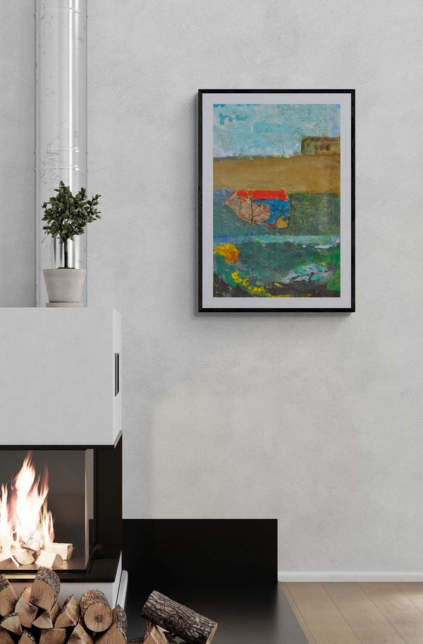 Il tetto rosso - Opera d'arte ambientata in casa per ispirare l'arredamento