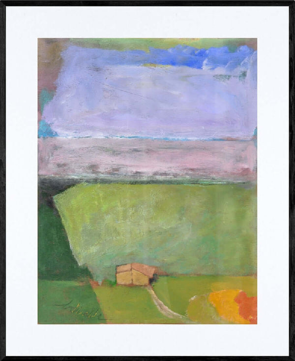 Il verde prato - Opera d'arte acrilico e collage su tavola di Tonino Gottarelli, 92x71 cm