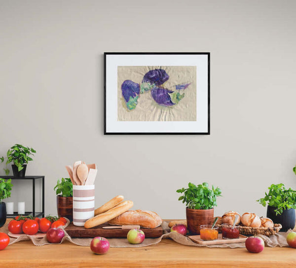 Il viola delle melanzane - - Vista del quadro in contesto abitativo per idee di arredamento.