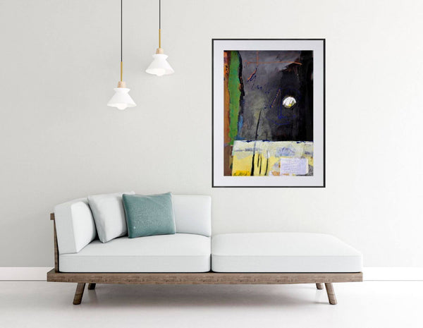 Intorno al silenzio - Paesaggio notturno avvolto nell'oscurità, atmosfera silenziosa e contemplativa, toni scuri della notte con una luna bianca