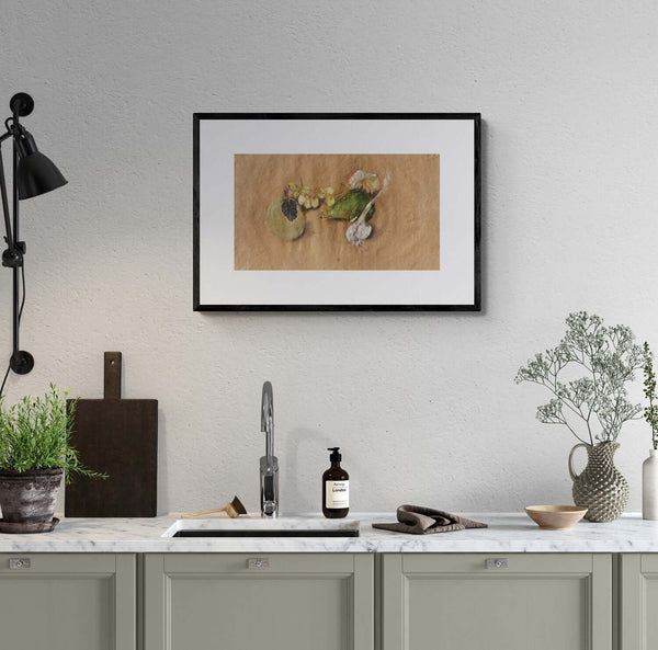 L'eleganza di una foglia - Vista del quadro in contesto abitativo per idee di decorazione.