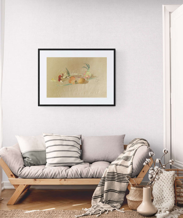 La giunchiglia - Vista del quadro in contesto abitativo per idee di decorazione.