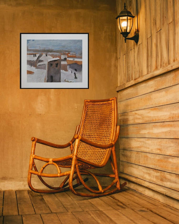 La neve sui tetti - Esempio di come il dipinto originale si integra nell'ambiente domestico.