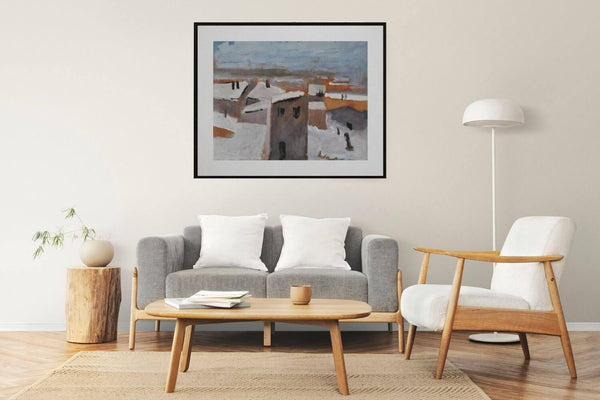 La neve sui tetti - Original Italian Painting - Fondazione Gottarelli Italian Art