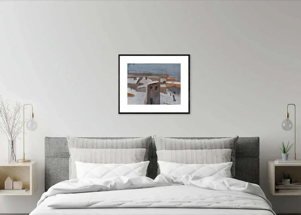 La neve sui tetti - Original Italian Painting - Fondazione Gottarelli Italian Art