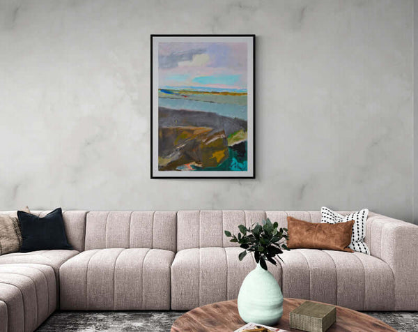 La pianura sembra un mare - Esempio di come il dipinto originale si integra nell'ambiente domestico