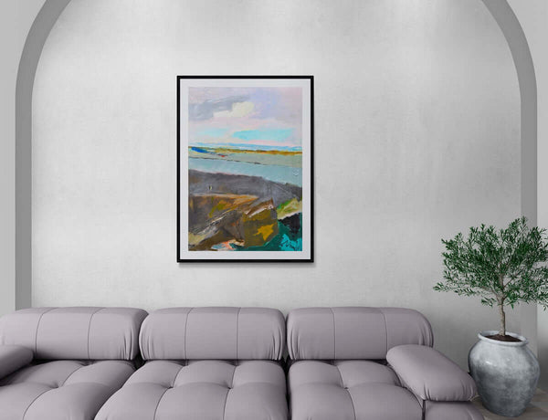 La pianura sembra un mare - Dipinto esposto in soggiorno moderno per mostrare l'effetto decorativo