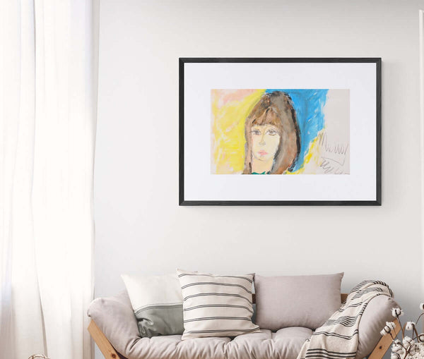 La poesia del volto - Opera d'arte che ritrae una donna con capelli castani, evidenziando la sua espressione contemplativa.