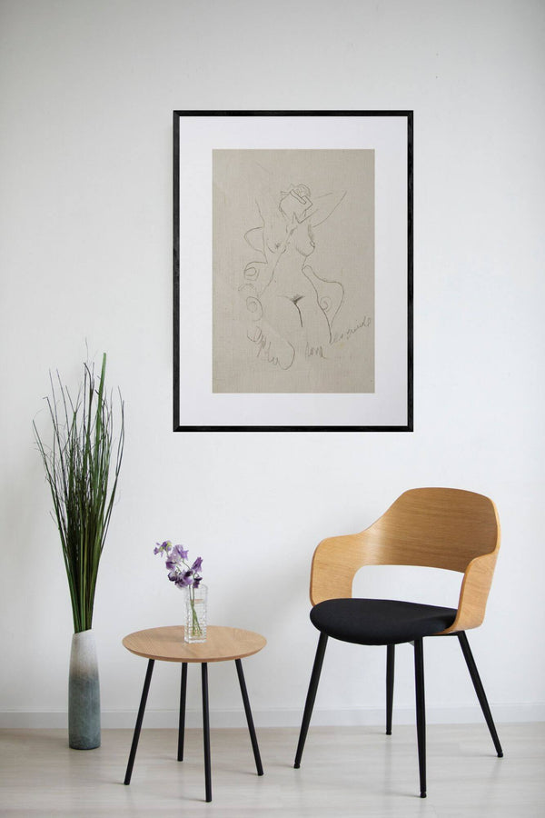 La rosa - Disegno di una donna nuda con una rosa sul volto, esprimendo libertà e grazia.