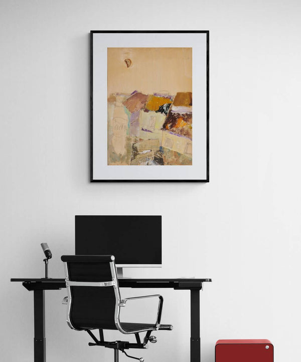 Luna a ponente - Un'opera che ritrae un villaggio, evocando emozioni e atmosfere potenti.