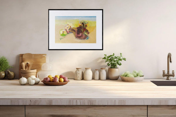 Natura statica - Natura morta con legumi disposti armoniosamente, colori sobri e gioco di luci e ombre.