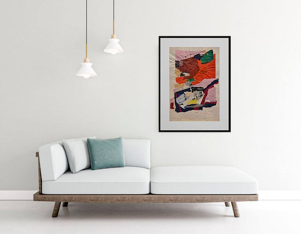 Nel luogo e nel tempo - Opera d'arte ambientata in salotto con arredamento contemporaneo.