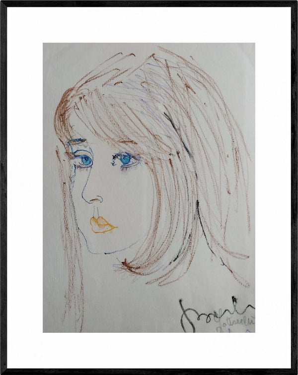 Occhi turchini - Opera d'arte originale matite colorate su carta Tonino Gottarelli, 28x20 cm (11,0x7,8 in)