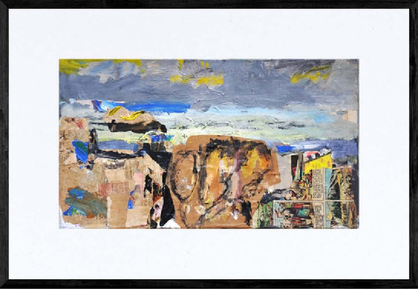 Paesaggio a collage - Opera d'arte originale acrilico e collage su tela di Tonino Gottarelli, 40x70 cm (15,7x27,5 in)