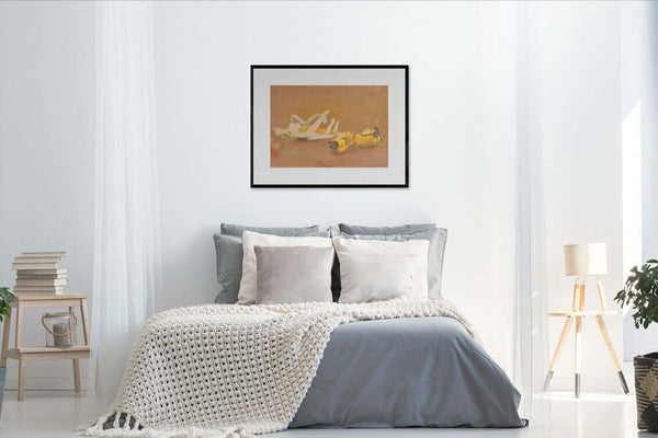 Pannocchia e peperoni - Un'opera d'arte che rappresenta un dipinto di pannocchie e peperoni su tela.