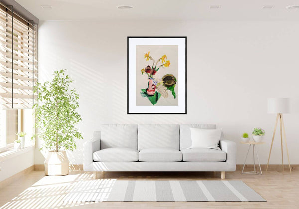 Per dosare la tenerezza - Opera d'arte originale floreale in ambiente domestico