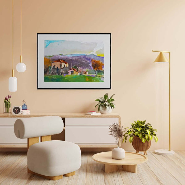 Per riposare e sognare - Dipinto esposto in soggiorno moderno per mostrare l'effetto decorativo