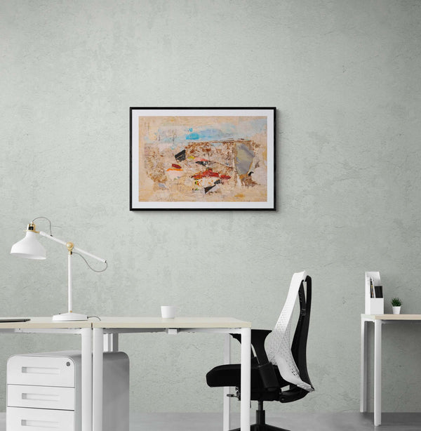 Per rivisitare il passato - Arte che mostra una casa in mezzo alle foglie, un collage che fonde trama e colore per evocare sentimenti intensi.