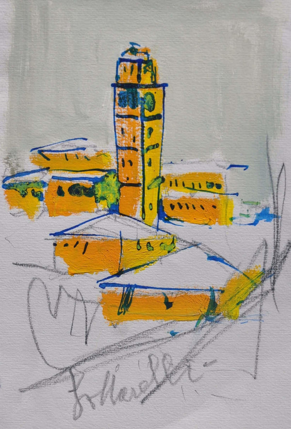 Piazzetta sotto la neve - Original Drawing Art - Fondazione Gottarelli Italian Art