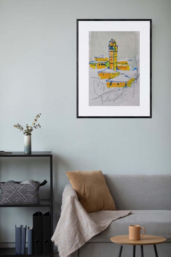 Piazzetta sotto la neve - Original Drawing Art - Fondazione Gottarelli Italian Art